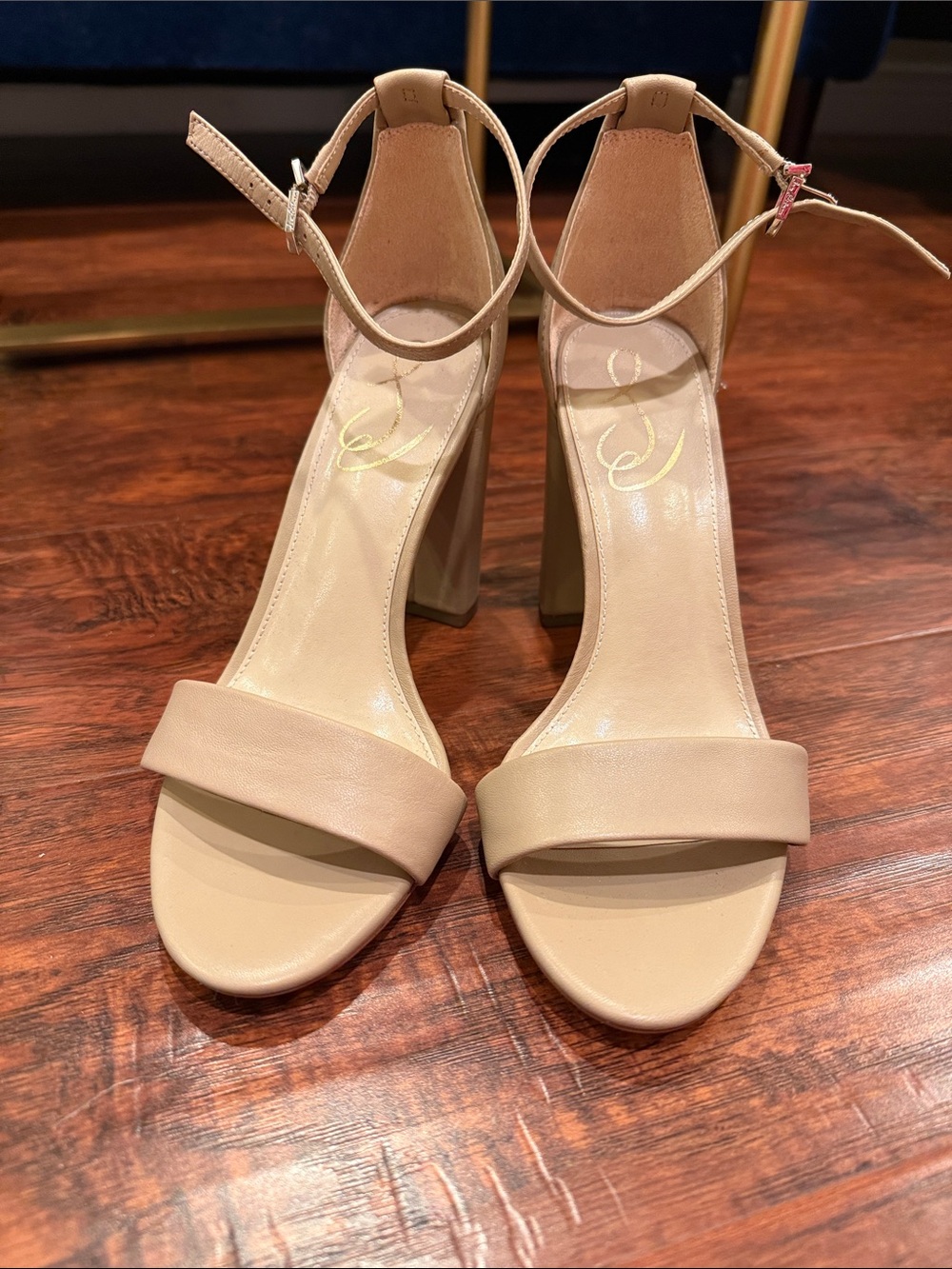 Sam Edelman Nude Strap Block Heel Sandals